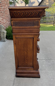 Antique French Fireplace Mantel Surround Hearth Carved Oak Renaissance Lion Mask