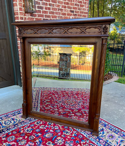 Antique French Fireplace Mantel Mirror Figural Carved Walnut c. 1880s