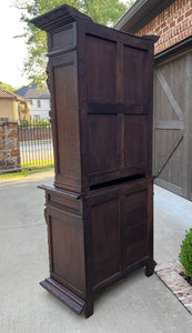 Antique French Bookcase Hunt Cabinet Display Buffet Black Forest Oak 19th C