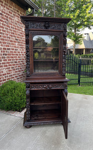 Antique French Bookcase Hunt Cabinet Display Buffet Black Forest Oak 19th C