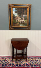 Load image into Gallery viewer, Antique English Petite Table Drop Leaf Gateleg Barley Twist Oak Oval c.1920-30s