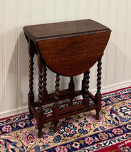 Load image into Gallery viewer, Antique English Petite Table Drop Leaf Gateleg Barley Twist Oak Oval c.1920-30s