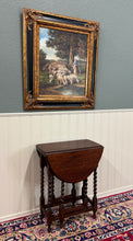 Load image into Gallery viewer, Antique English Petite Table Drop Leaf Gateleg Barley Twist Oak Oval c.1920-30s