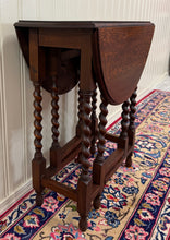 Load image into Gallery viewer, Antique English Petite Table Drop Leaf Gateleg Barley Twist Oak Oval c.1920-30s