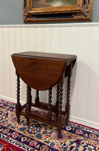 Load image into Gallery viewer, Antique English Petite Table Drop Leaf Gateleg Barley Twist Oak Oval c.1920-30s
