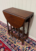 Load image into Gallery viewer, Antique English Petite Table Drop Leaf Gateleg Barley Twist Oak Oval c.1920-30s