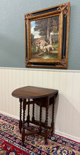 Load image into Gallery viewer, Antique English Petite Table Drop Leaf Gateleg Barley Twist Oak Oval c.1920-30s