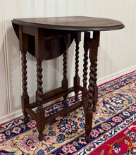Load image into Gallery viewer, Antique English Petite Table Drop Leaf Gateleg Barley Twist Oak Oval c.1920-30s