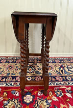 Load image into Gallery viewer, Antique English Petite Table Drop Leaf Gateleg Barley Twist Oak Oval c.1920-30s