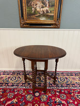 Load image into Gallery viewer, Antique English Petite Table Drop Leaf Gateleg Barley Twist Oak Oval c.1920-30s