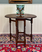 Load image into Gallery viewer, Antique English Petite Table Drop Leaf Gateleg Barley Twist Oak Oval c.1920-30s