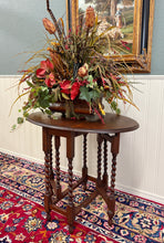 Load image into Gallery viewer, Antique English Petite Table Drop Leaf Gateleg Barley Twist Oak Oval c.1920-30s
