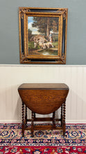 Load image into Gallery viewer, Antique English Table Drop Leaf Gateleg Barley Twist Oak Oval c. 1920-30s