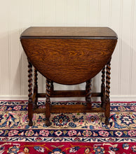 Load image into Gallery viewer, Antique English Table Drop Leaf Gateleg Barley Twist Oak Oval c. 1920-30s