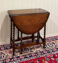 Load image into Gallery viewer, Antique English Table Drop Leaf Gateleg Barley Twist Oak Oval c. 1920-30s