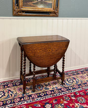 Load image into Gallery viewer, Antique English Table Drop Leaf Gateleg Barley Twist Oak Oval c. 1920-30s