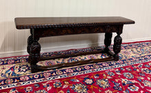 Load image into Gallery viewer, Antique English End-of-Bed Bench Window Seat Settee Carved Oak c. 1900