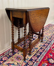 Load image into Gallery viewer, Antique English Table Drop Leaf Gateleg Barley Twist Oak Oval c. 1920-30s