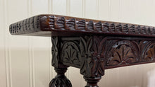 Load image into Gallery viewer, Antique English End-of-Bed Bench Window Seat Settee Carved Oak c. 1900