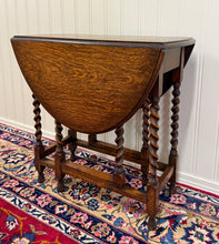 Load image into Gallery viewer, Antique English Table Drop Leaf Gateleg Barley Twist Oak Oval c. 1920-30s