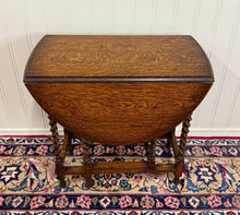 Load image into Gallery viewer, Antique English Table Drop Leaf Gateleg Barley Twist Oak Oval c. 1920-30s