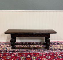 Load image into Gallery viewer, Antique English End-of-Bed Bench Window Seat Settee Carved Oak c. 1900