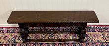 Load image into Gallery viewer, Antique English End-of-Bed Bench Window Seat Settee Carved Oak c. 1900