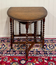 Load image into Gallery viewer, Antique English Table Drop Leaf Gateleg Barley Twist Oak Oval c. 1920-30s