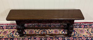 Antique English End-of-Bed Bench Window Seat Settee Carved Oak c. 1900