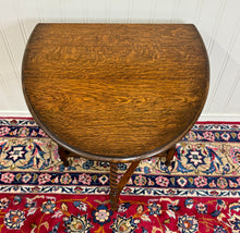 Load image into Gallery viewer, Antique English Table Drop Leaf Gateleg Barley Twist Oak Oval c. 1920-30s