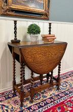 Load image into Gallery viewer, Antique English Table Drop Leaf Gateleg Barley Twist Oak Oval c. 1920-30s