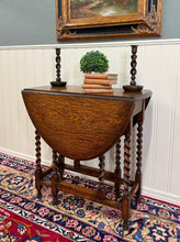 Load image into Gallery viewer, Antique English Table Drop Leaf Gateleg Barley Twist Oak Oval c. 1920-30s