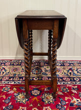 Load image into Gallery viewer, Antique English Table Drop Leaf Gateleg Barley Twist Oak Oval c. 1920-30s
