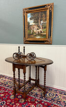 Load image into Gallery viewer, Antique English Table Drop Leaf Gateleg Barley Twist Oak Oval c. 1920-30s