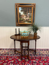 Load image into Gallery viewer, Antique English Table Drop Leaf Gateleg Barley Twist Oak Oval c. 1920-30s