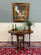 Load image into Gallery viewer, Antique English Table Drop Leaf Gateleg Barley Twist Oak Oval c. 1920-30s