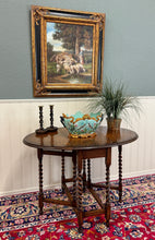 Load image into Gallery viewer, Antique English Table Drop Leaf Gateleg Barley Twist Oak Oval c. 1920-30s