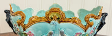 Load image into Gallery viewer, Antique French Onnaing Majolica Cache Pot Planter Bowl Jardiniere Love Birds