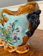 Load image into Gallery viewer, Antique French Onnaing Majolica Cache Pot Planter Bowl Jardiniere Love Birds