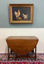 Load image into Gallery viewer, Antique English Large Table Drop Leaf Gateleg Barley Twist Oak Oval c. 1920-30s