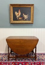 Load image into Gallery viewer, Antique English Large Table Drop Leaf Gateleg Barley Twist Oak Oval c. 1920-30s