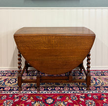 Load image into Gallery viewer, Antique English Large Table Drop Leaf Gateleg Barley Twist Oak Oval c. 1920-30s