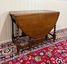 Load image into Gallery viewer, Antique English Large Table Drop Leaf Gateleg Barley Twist Oak Oval c. 1920-30s