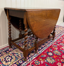 Load image into Gallery viewer, Antique English Large Table Drop Leaf Gateleg Barley Twist Oak Oval c. 1920-30s