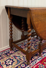 Load image into Gallery viewer, Antique English Large Table Drop Leaf Gateleg Barley Twist Oak Oval c. 1920-30s