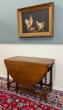 Load image into Gallery viewer, Antique English Large Table Drop Leaf Gateleg Barley Twist Oak Oval c. 1920-30s
