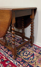 Load image into Gallery viewer, Antique English Large Table Drop Leaf Gateleg Barley Twist Oak Oval c. 1920-30s