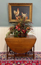 Load image into Gallery viewer, Antique English Large Table Drop Leaf Gateleg Barley Twist Oak Oval c. 1920-30s