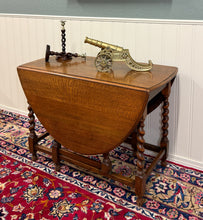 Load image into Gallery viewer, Antique English Large Table Drop Leaf Gateleg Barley Twist Oak Oval c. 1920-30s