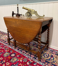 Load image into Gallery viewer, Antique English Large Table Drop Leaf Gateleg Barley Twist Oak Oval c. 1920-30s